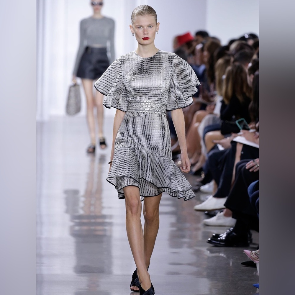 JASON WU WOODGRAIN RAFFIA ORGANZA BIAS RUFFLE DRESS “RARE RUNWAY DRESS”